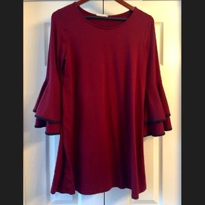 Long maroon bell sleeve top